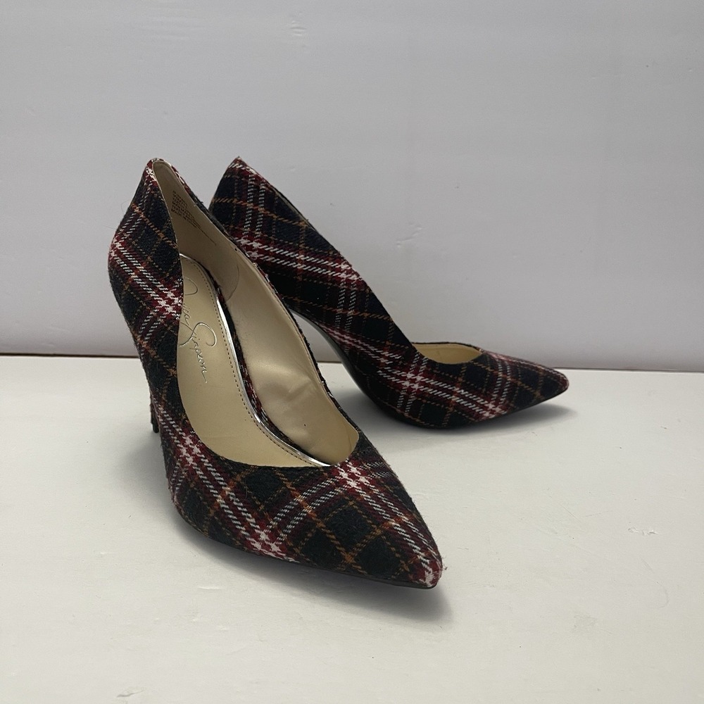 Jessica Simpson Haneh Navy Plaid Pumps Heels Stiletto Size 9.5 New